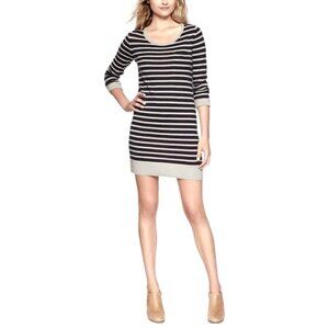 GAP Navy & Gray Striped Merino Wool Blend Mini Sweater Dress Size Small